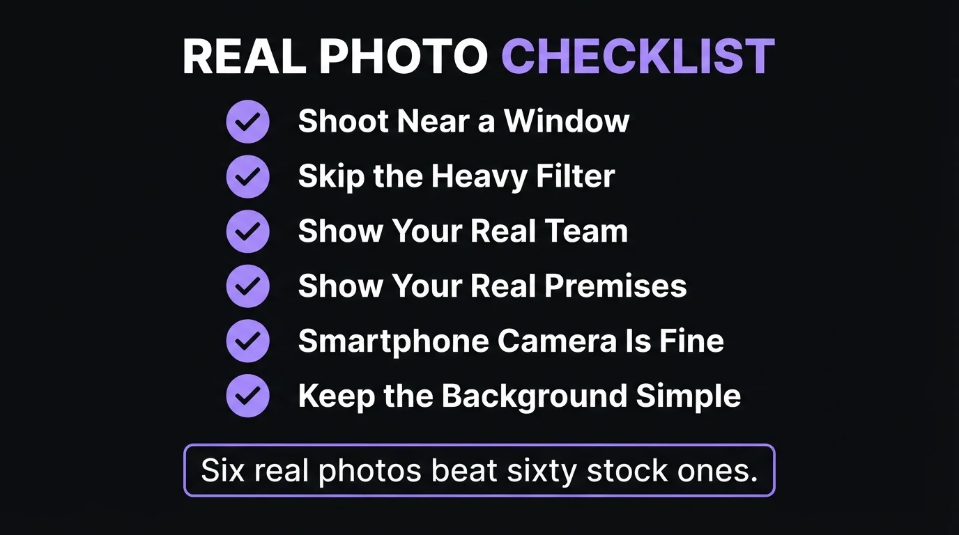 Checklist for taking real photos for a business website using a smartphone